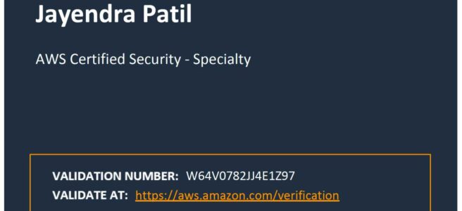 AWS Certified Security - Specialty SCS-C01 Certificate
