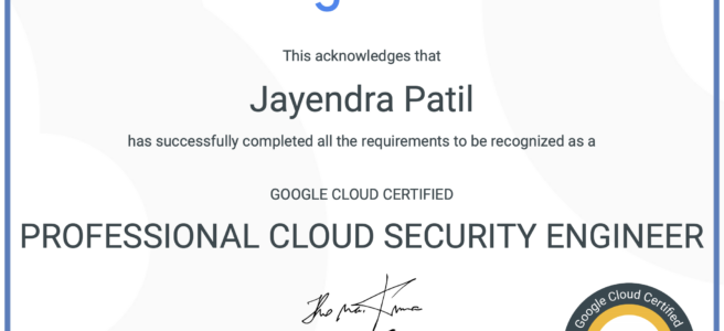 GCP - Professional Cloud Security Engineer Certificate