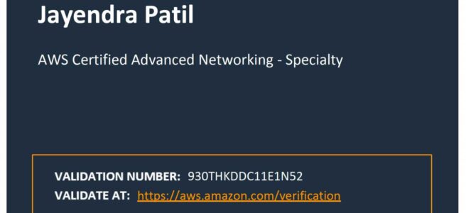 AWS Certified Advanced Networking - Specialty Certificate
