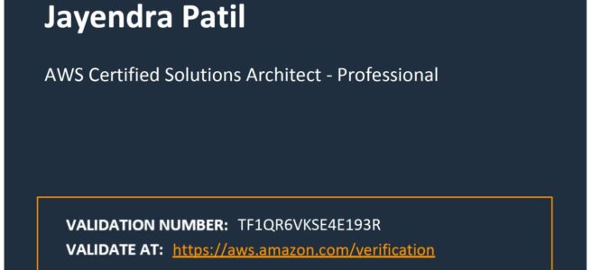 AWS Certified Solutions Architect - Professional Exam Certificate